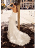 Ivory Pleated Tulle Chic Wedding Dress With Detachable Sleeves